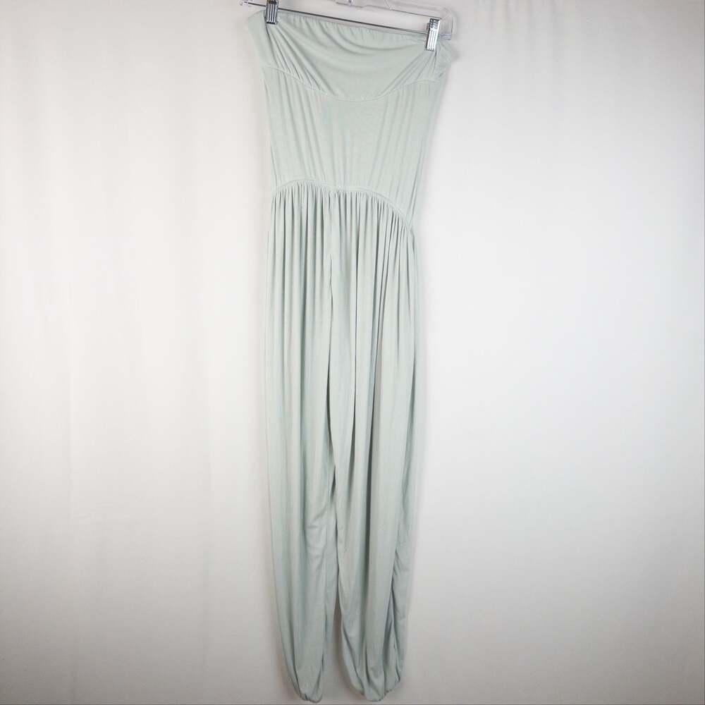 Halara Ribbed Tube Backless Side Pocket Casual Jumpsuit Light Green Small